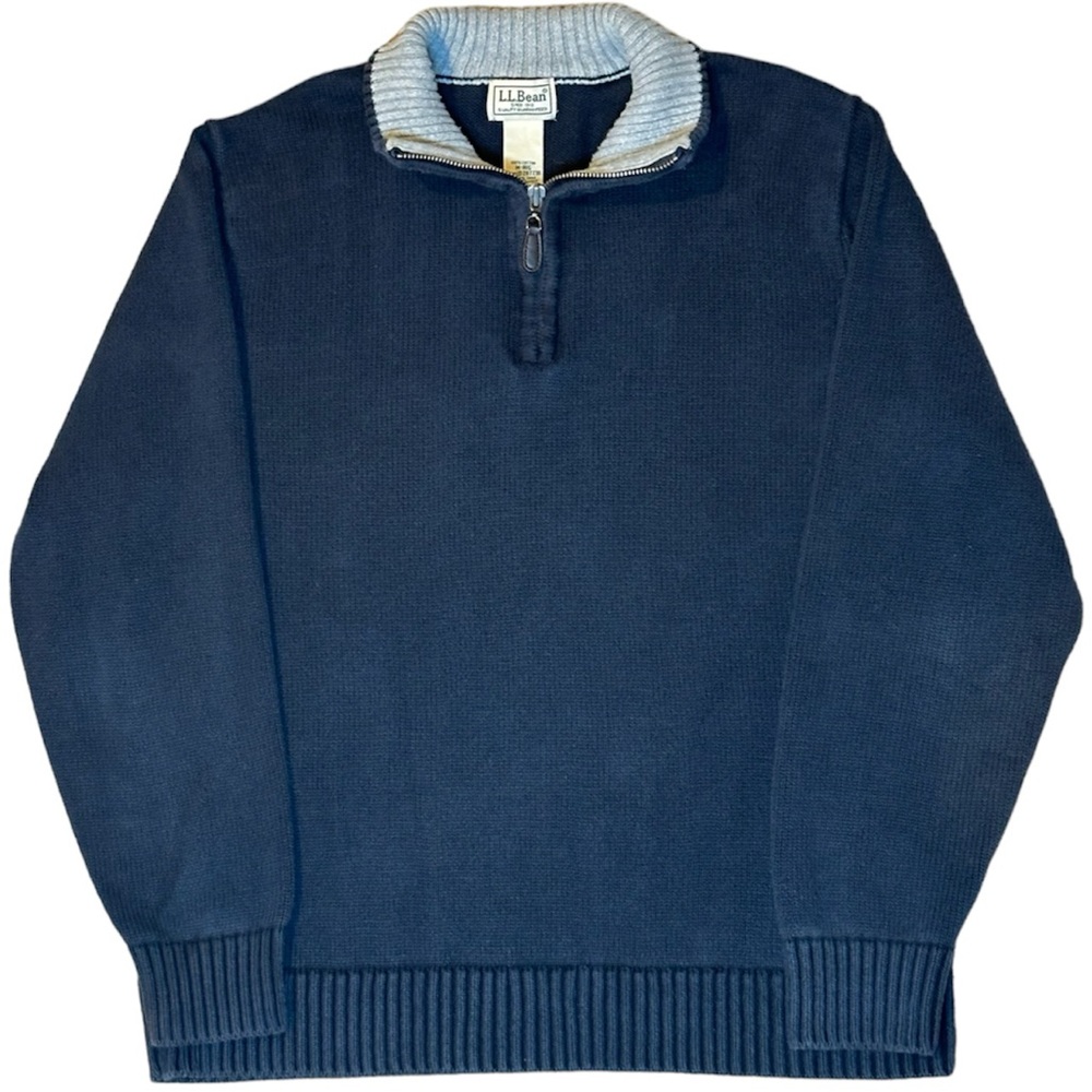 L.L. Bean Men's Blue Quarter Zip Pullover Fleece Sweatshirt Size Medium